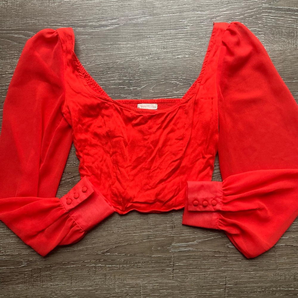 Urban Outfitters UO Red Cropped Blouse Size XS